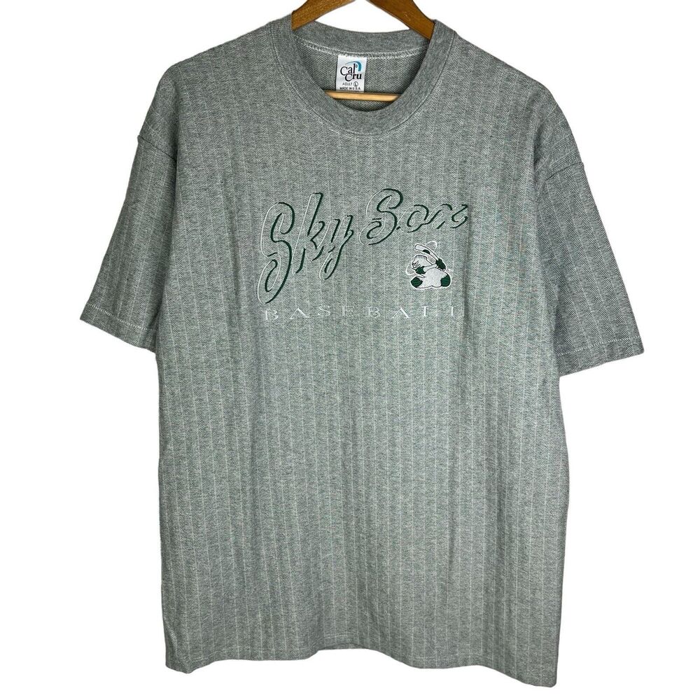 Vintage 90s Cal Cru Sz L Shirt Sky Sox Baseball Colorado Springs Striped USA